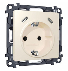 Розетка с заземлением и 2хUSB type C, без рамки Ambrella Volt MA MA330510