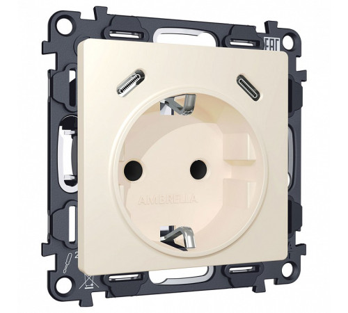 Розетка с заземлением и 2хUSB type C, без рамки Ambrella Volt MA MA330510