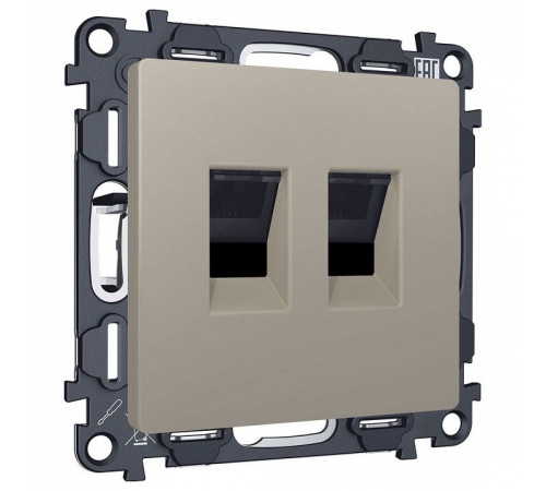 Розетка двойная Ethernet RJ-45 и со шторками, без рамки Ambrella Volt ALFA MA372110