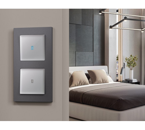 Выключатель одноклавишный с подсветкой без рамки Ambrella Volt Quant MA402020