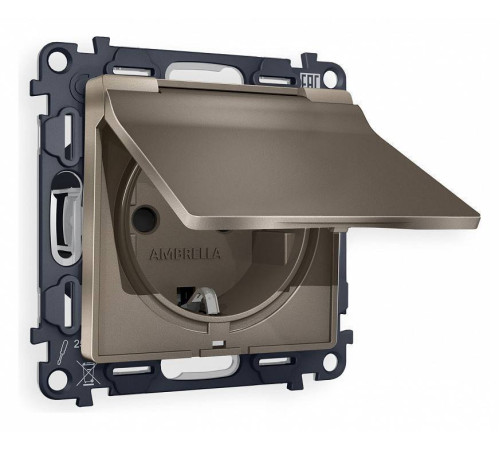 Розетка с заземлением и со шторкой, без рамки с крышкой Ambrella Volt Quant MA638010