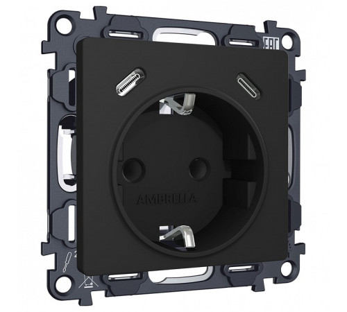 Розетка с заземлением и 2хUSB type C, без рамки Ambrella Volt ALFA MA810510