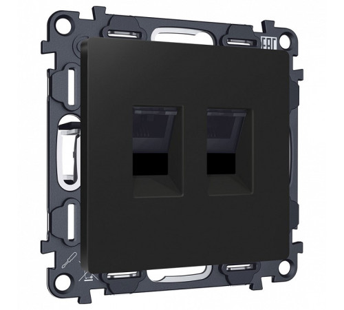 Розетка двойная Ethernet RJ-45 и со шторками, без рамки Ambrella Volt ALFA MA812110