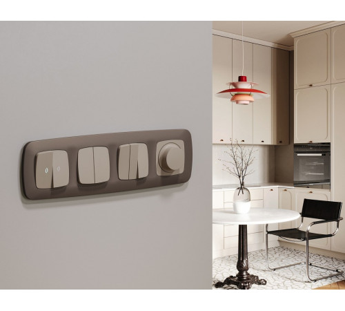 Выключатель перекрестный двухклавишный без рамки Ambrella Volt OMEGA MO363030