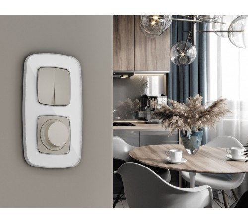 Выключатель перекрестный двухклавишный без рамки Ambrella Volt OMEGA MO363030