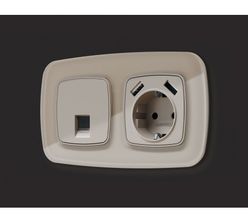 Розетка Ethernet RJ-45 и со шторками, без рамки Ambrella Volt OMEGA MO372005
