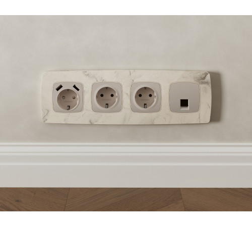 Розетка Ethernet RJ-45 и со шторками, без рамки Ambrella Volt OMEGA MO372005