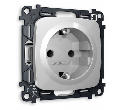Розетка с заземлением и со шторкой, без рамки Ambrella Volt Quant MO407010