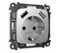 Розетка с заземлением и 2хUSB type A, без рамки Ambrella Volt Quant MO409010