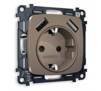 Розетка с заземлением и 2хUSB type A, без рамки Ambrella Volt Quant MO639010