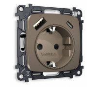Розетка с заземлением и 2хUSB type A и C, без рамки Ambrella Volt Quant MO640010