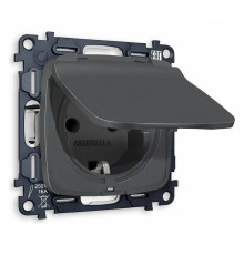 Розетка влагозащищенная с заземлением и со шторкой, без рамки с крышкой Ambrella Volt Quant MO908010