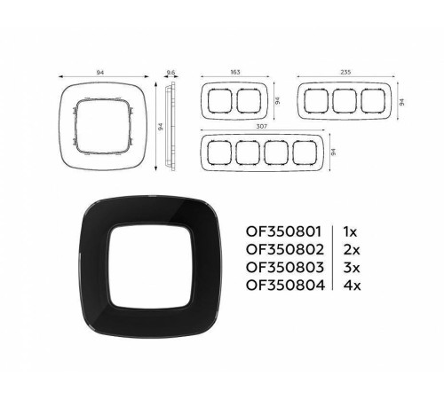 Рамка на 3 поста Ambrella Volt Radian Стекло натуральное OF350803