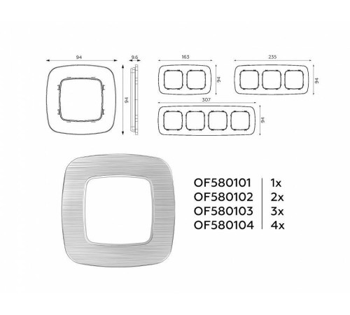 Рамка на 1 пост Ambrella Volt Radian Металл OF580101