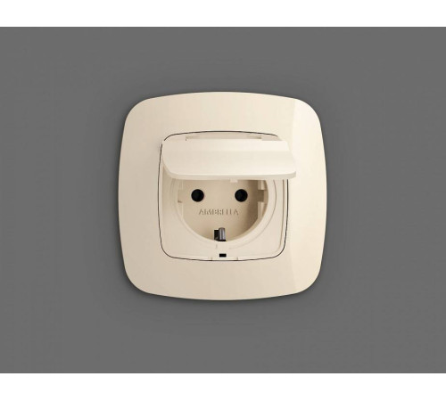 Накладка для розетки влагозащищенной с заземлением и со шторками с крышкой Ambrella Volt Quant OP3080