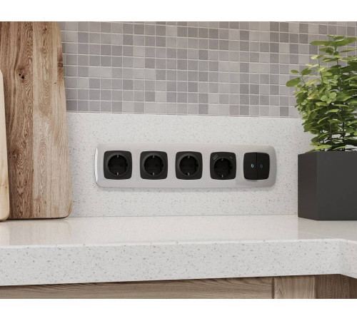 Накладка для розетки с заземлением и со шторками и 2хUSB type A и C Ambrella Volt Quant OP8100