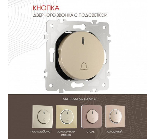 Кнопка звонка для жалюзи с подсветкой без рамки Arte Milano 202 202.37-1.shampan
