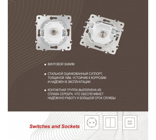 ТВ-розетка без рамки Arte Milano am-203 203.42-1.white