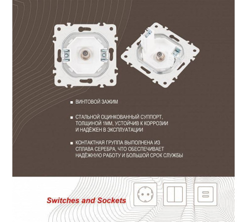 ТВ-розетка без рамки Arte Milano am-205 205.42-1.white
