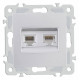 Розетка двойная RJ-11 и Ethernet RJ-45, без рамки Arte Milano am-206 206.44-1.silver
