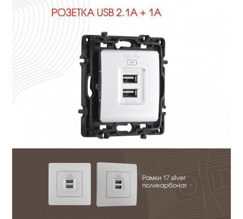 Розетка USB, без рамки Arte Milano am-217 217.46-1.silver