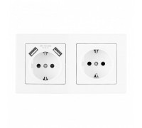 Розетка с заземлением и со шторкой и 2хUSB Arte Milano SET06-2 SET06-2-47-1-40-1 white