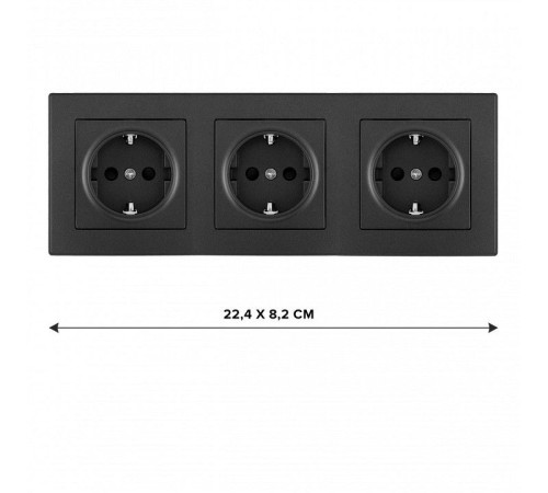 Розетка с заземлением и со шторкой Arte Milano SET06-3 SET06-3-40-1x3 black