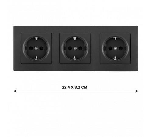 Розетка с заземлением и со шторкой Arte Milano SET06-3 SET06-3-40-1x3 black