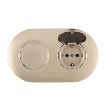 Розетка с заземлением и шторкой, с крышкой Arte Milano SET08-2 SET08-2-41-1x2 shampan