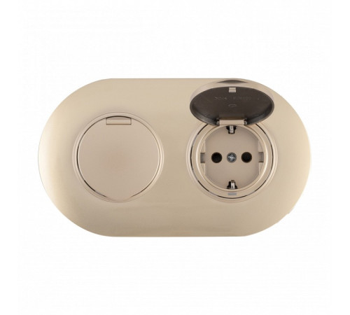 Розетка с заземлением и шторкой, с крышкой Arte Milano SET08-2 SET08-2-41-1x2 shampan