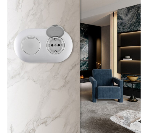 Розетка с заземлением и шторкой, с крышкой Arte Milano SET08-2 SET08-2-41-1x2 silver