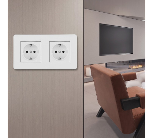 Розетка с заземлением и со шторкой Arte Milano SET16-2 SET16-2-40-1x2 white