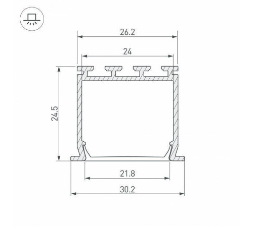 Профиль встраиваемый Arlight PLS-LOCK-H25-FS-2000 ANOD 016446