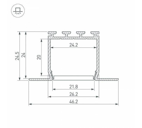 Профиль встраиваемый Arlight PLS-LOCK-H25-FM-2000 ANOD 016447