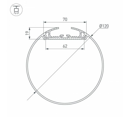 Профиль для светодиодной ленты Arlight SL-ROUND-D120-2500 ANOD+OPAL 020475