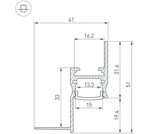 Профиль для контурной подсветки ГКЛ потолка Arlight ARH-CEIL 45554
