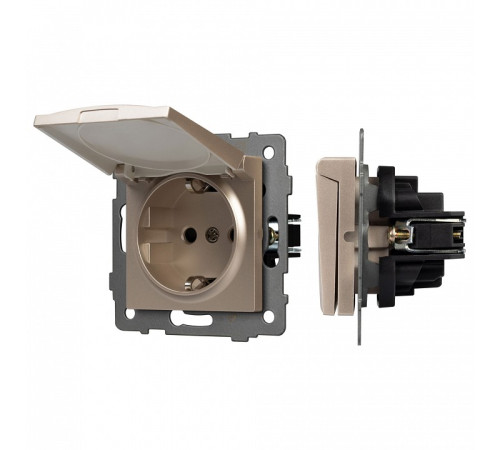 Розетка влагозащищенная с заземлением и со шторкой, без рамки с крышкой Arlight SCT 049837