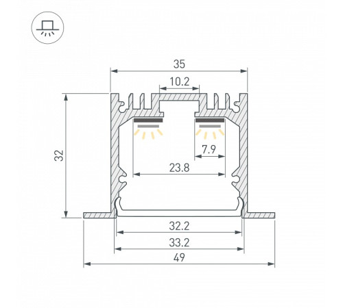 Профиль встраиваемый Arlight SL-LINIA 059797