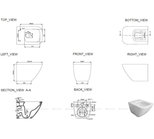 Унитаз подвесной Allen Brau Liberty 3 Tornado без сиденья 520х360 мм 4.33011.20
