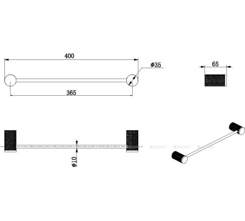 Держатель для полотенец Allen Brau Priority 4.0 400x65x35 мм черный матовый 6.31C11-31