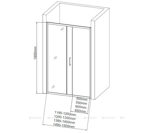 Душевая дверь Aquanet SD-1100A 110x190 см стекло 5 мм прозрачное SD-1100A