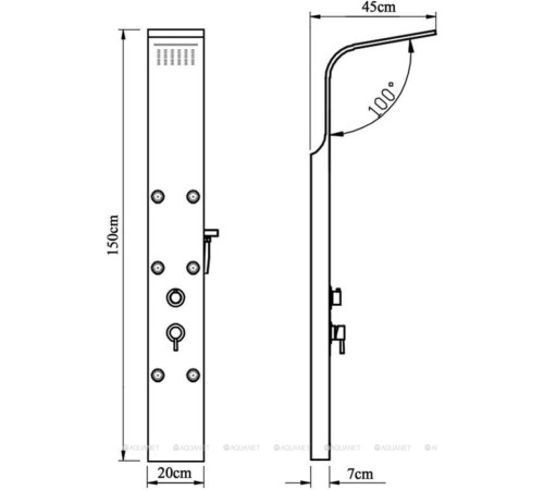 Душевая панель Aquanet Galaxy Matt с водопадом и 6 форсунками матовый хром 00209998