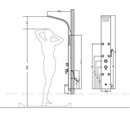 Душевая панель Aquanet Galaxy White с изливом и верхним душем AP40-03