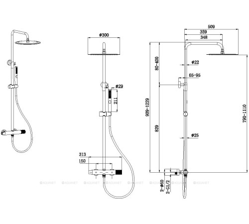 Душевая система Allen Brau Liberty верхний душ 300 мм хром 5.33007-00