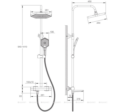 Душевая система Haiba HB24726-3 с изливом и тропическим душем оружейная сталь HB24726-3