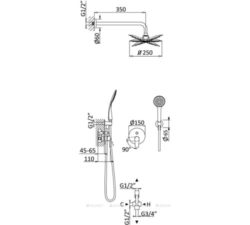 Душевой комплект встраиваемый Cezares Nautic Sunrise NAUTIC-DSIP-SR