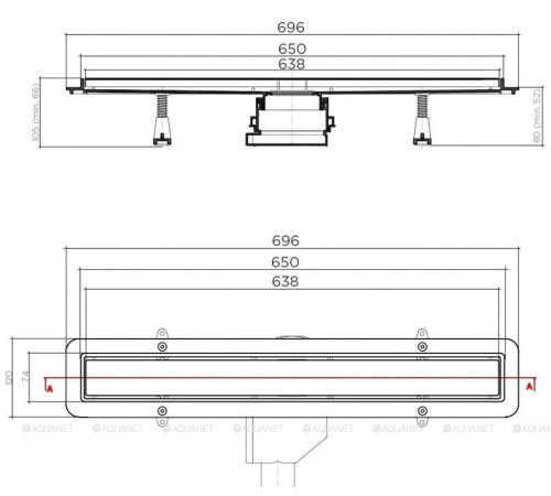 Душевой лоток Bettoserb Net Line 650 мм 13702517