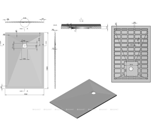 Поддон для душа Vincea 1300x900x30 мм искусственный камень белый матовый VST-4SR9013W
