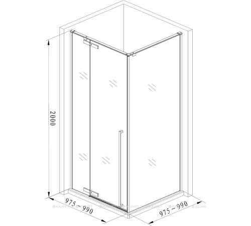 Душевое ограждение Aquanet IDEAL 1000x1000 мм прозрачное 8 мм хром AE-AXC10MZ-S-С