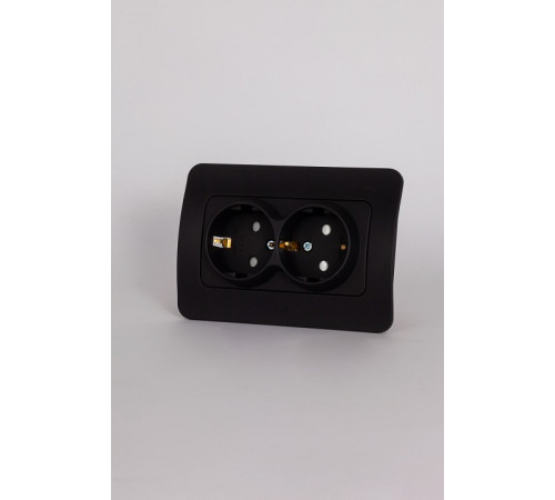 Розетка двойная с заземлением и со шторкой Elbi Eleсtriс Jazz 508-014800-917